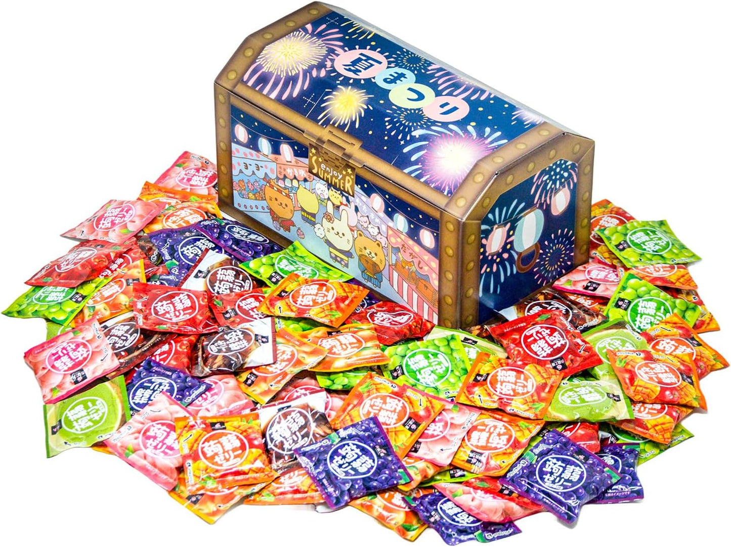 夏祭り 大容量 こんにゃくゼリー 2000g 下仁田物産 蒟蒻工房 宝箱 ギフト 詰め合わせ 8種類の味 海賊の宝箱
