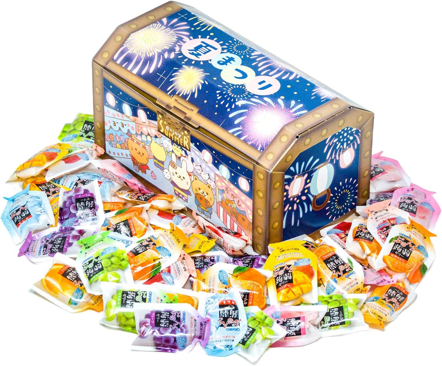 オリヒロ ぷるんと蒟蒻ゼリー 詰め合わせ 夏祭り 宝箱入り 8種類 960g 大容量 ローカロリー