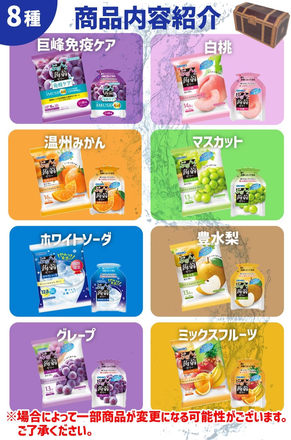 オリヒロ ぷるんと蒟蒻ゼリー 季節限定版 詰め合わせ 宝箱入り 8種類 960g ローカロリー
