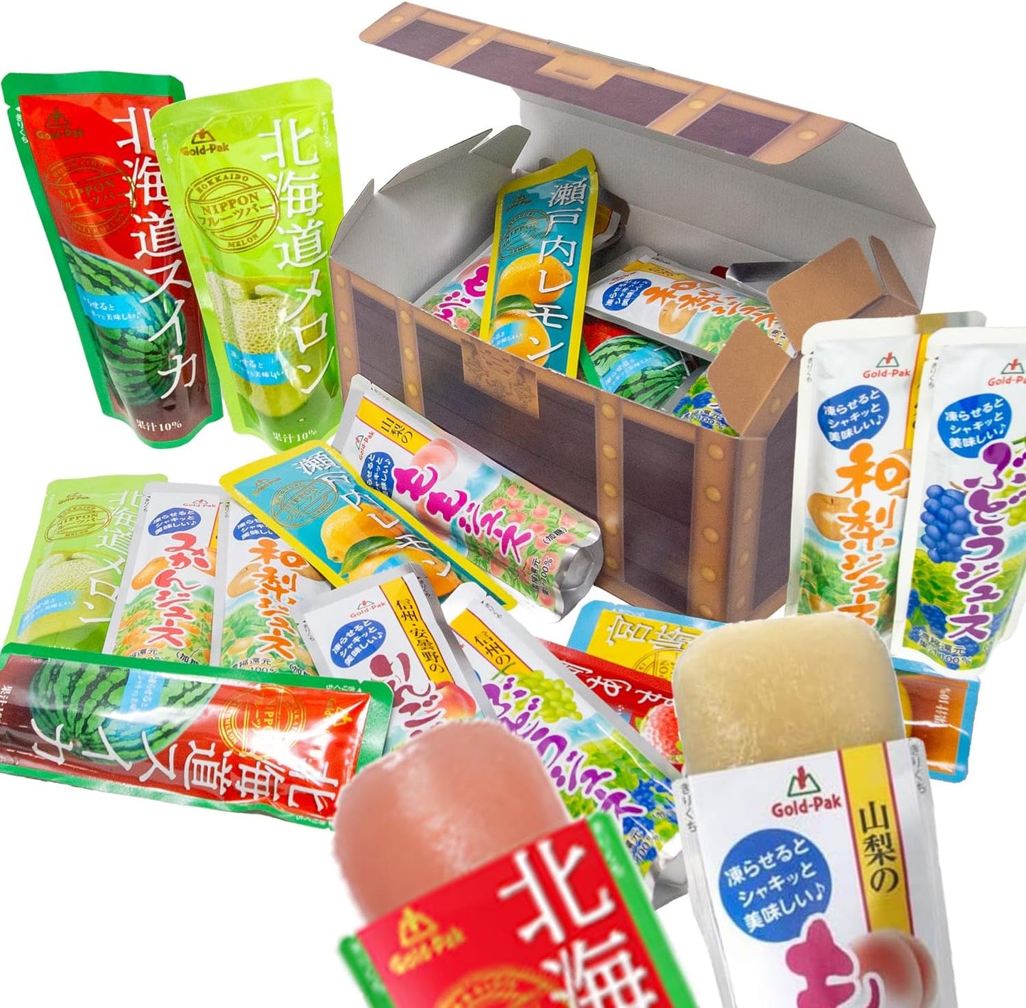 ゴールドパック 凍らせておいしい フルーツ ジュース 詰め合わせ セット 宝箱入り 計20本入り